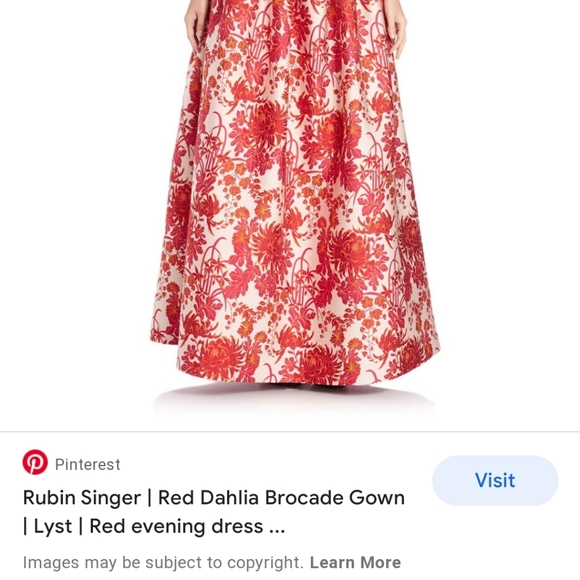 RUBIN SINGER Red Dahlia brocade gown sz 2 - Picture 4 of 8